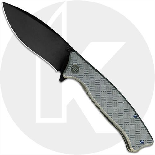 We Knife Company 712C Balaenoptera Frame Lock Flipper Folder Black Stonewash Blade Gray Ti Handle