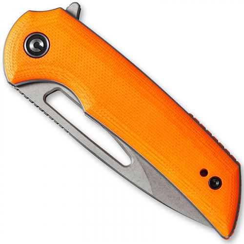 CIVIVI Odium Knife C2010B - Stonewash D2 Drop Point - Orange G10 - Liner Lock Flipper Folder