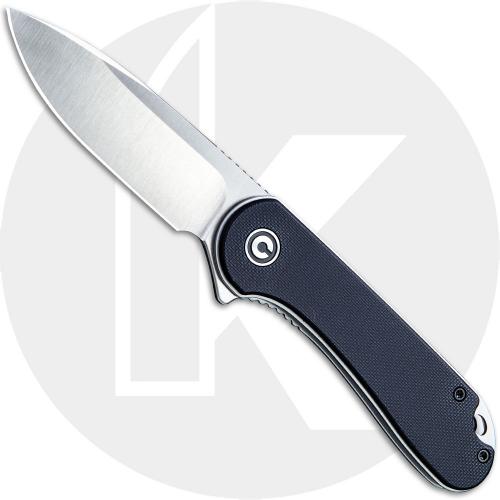 CIVIVI Elementum Knife C907A - Satin D2 Drop Point - Black G10 - Liner Lock Flipper Folder