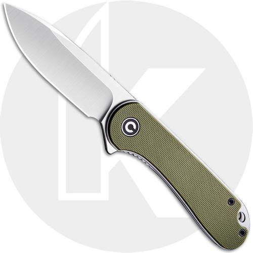 CIVIVI Elementum Knife C907E - Satin D2 Drop Point - Green G10 - Liner Lock Flipper Folder