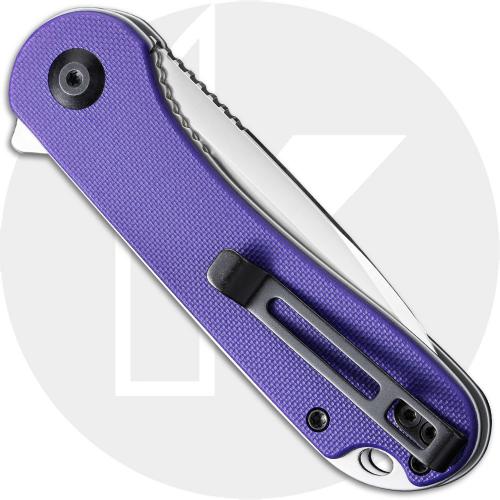 CIVIVI Elementum Knife C907V - Satin D2 Drop Point - Purple G10 - Liner Lock Flipper Folder