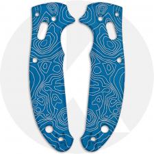 AWT Aluminum Scales for Spyderco Manix 2 Lightweight Knife - Agent Series - Linerless - Coablt Blue Type II Anodized + Topo Engr