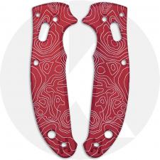AWT Aluminum Scales for Spyderco Manix 2 Lightweight Knife - Agent Series - Linerless - Weathered Red Type II Anodized + Topo En