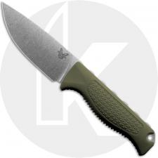 Benchmade Steep Country 15006-01 Fixed Blade Knife - Stonewash CPM S30V Drop Point - Dark Olive Santoprene - Boltaron Sheath - U