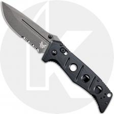 Benchmade Adamas 275SGY-1 Knife - Shane Sibert - Part Serrated - Tungsten Grey CruWear Drop Point - Black G10 - AXIS Lock Folder