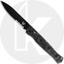 Benchmade SOCP Tactical Folder 391SBK - Black Part Serrated D2 Spear Point - Black CF Elite - AXIS Lock Folder - USA Made