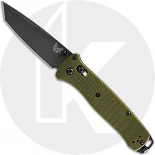 Benchmade Bailout 537GY-1 Knife - Plain Edge Gray M4 Tanto - Woodland Green Aluminum - AXIS Lock Folder - USA Made