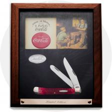 Case 64746 Coca-Cola Shadow Box and Knife Set - Trapper - Dark Red Bone - Discontinued - BNIB