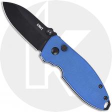 CRKT Squid Button Lock 2474BD Knife - Black Oxide D2 Drop Point - Blue Micarta