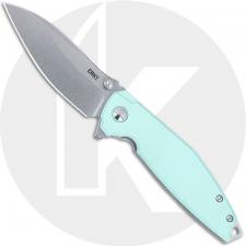 CRKT Ibis 2560 Knife - Stonewash 14C28N Modifed Drop Point - Blue G10 / Stonewash Titanium - Flipper Folder