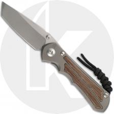 Chris Reeve Small Inkosi SIN-1134 Knife - Stonewash MagnaCut Tanto - Natural Canvas Micarta / Glass Blasted Titanium