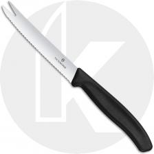 Victorinox Slice and Serve - 6.7863 Paring Knife - 4.3 Inch Wavy Blade with Fork Tip - Black Polypropylene Handle