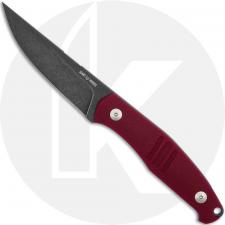 GiantMouse GMF2 Fixed Blade Knife - PVD Stonewash N690 - Red G10 - Leather Sheath