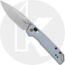 Kershaw Mini Iridium 2051 Knife - Stonewash D2 Spear Point - KVT Bearings - Ice Blue Aluminum - USA Made