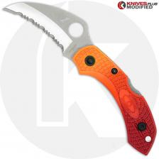 MODIFIED Spyderco Dragonfly Salt Hawkbill - RED Fade Rit Dye Handle