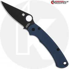 MODIFIED Spyderco Paramiliary 2 Knife - Black DLC Blade - Exclusive AWT Agent SKINNY Midnight Blue Scales