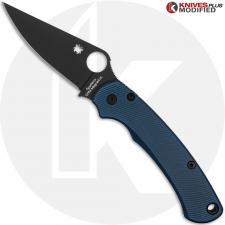 MODIFIED Spyderco Paramiliary 2 Salt Knife - Black MagnaCut DLC Blade - Exclusive AWT Agent SKINNY Midnight Blue Scales