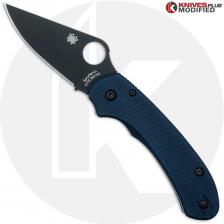 MODIFIED Spyderco Para 3 LW Knife Black DLC + Exclusive AWT Midnight Blue Scales