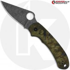 MODIFIED Spyderco Para 3 Knife + Acid Stonewash Blade + AWT Agent SKINNY Custom Anodized Scales + All Black Hardware