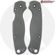 KP Custom Titanium Scales for Spyderco Para Military 2 Knife - Blasted + Stonewashed