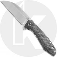 QSP Pelican Knife QS118-D2 - 2 Tone Satin S35VN Sheepfoot - Black Micarta - Liner Lock Flipper Folder