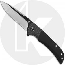 QSP Harpyie Knife QS129-A - Black / Satin S35VN Drop Point - Black G10 and Carbon Fiber - Liner Lock Flipper Folder