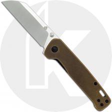 QSP Penguin Knife QS130-F - 2 Tone Satin D2 Sheepfoot - Brass Handle - Liner Lock Folder