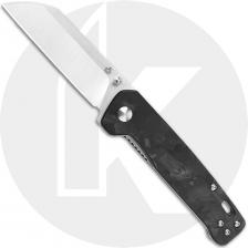 QSP Penguin Knife QS130-T - Satin D2 Sheepfoot - Shredded Black Carbon Fiber Overlay G10 - Liner Lock