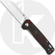 QSP Penguin Knife QS130-TRD - Satin D2 Sheepfoot - Shredded Black and Red Carbon Fiber Overlay G10 - Liner Lock