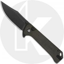 QSP Grebe QS147-A2 Knife - Blackwash 14C28N Clip Point - Dark Brown Micarta - Flipper Folder