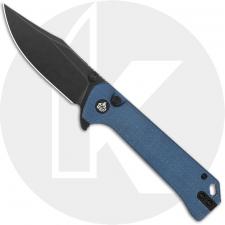 QSP Grebe QS147-B2 Knife - Blackwash 14C28N Clip Point - Blue Micarta - Flipper Folder