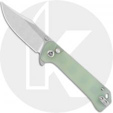 QSP Grebe QS147-D1 Knife - Stonewash 14C28N Clip Point - Jade G10 - Flipper Folder