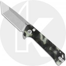 QSP Grebe T QS148-E1 Knife - Stonewash S35VN Tanto - Glow in the Dark Raffir Resin - Flipper Folder