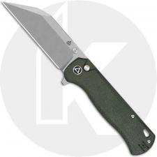 QSP Swordfish QS149-B1 Knife - Stonewash 14C28N Wharncliffe - Green Micarta - Flipper Folder
