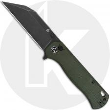 QSP Swordfish QS149-B2 Knife - Blackwash 14C28N Wharncliffe - Green Micarta - Flipper Folder