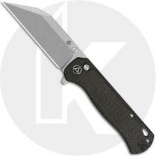 QSP Swordfish QS149-C1 Knife - Stonewash 14C28N Wharncliffe - Dark Brown Micarta - Flipper Folder