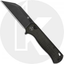 QSP Swordfish QS149-C2 Knife - Blackwash 14C28N Wharncliffe - Dark Brown Micarta - Flipper Folder