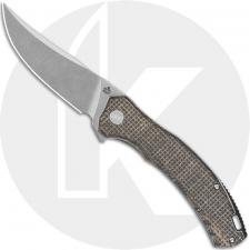 QSP Walrus QS151-B1 Knife - Stonewash D2 Trailing Point - Dark Brown Micarta - Flipper Folder