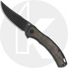 QSP Walrus QS151-B2 Knife - Blackwash D2 Trailing Point - Dark Brown Micarta - Flipper Folder