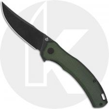 QSP Walrus QS151-A2 Knife - Blackwash D2 Trailing Point - Green Micarta - Flipper Folder