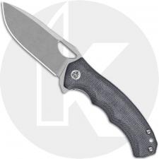 QSP Gorilla QS153-A1 Knife - Stonewash 14C28N Drop Point - Black Micarta - Flipper Folder