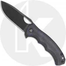 QSP Gorilla QS153-A2 Knife - Blackwash 14C28N Drop Point - Black Micarta - Flipper Folder