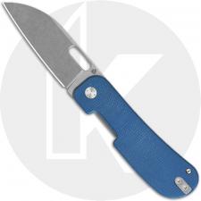 QSP Variant PE QS154-C Knife - Stonewash 14C28N Sheepsfoot - Blue Micarta - Flipper Folder