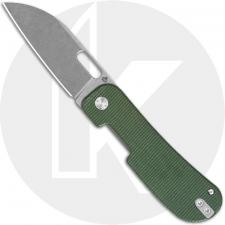 QSP Variant PE QS154-D Knife - Stonewash 14C28N Sheepsfoot - Green Micarta - Flipper Folder