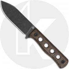 QSP Canary QS155-A2 Fixed Blade Knife - Blackwash Cr8Mo2VSi Drop Point - Dark Brown Micarta - Kydex Sheath