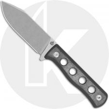 QSP Canary QS155-B1 Fixed Blade Knife - Stonewash Cr8Mo2VSi Drop Point - Black Micarta - Kydex Sheath