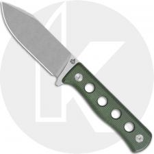 QSP Canary QS155-C1 Fixed Blade Knife - Stonewash Cr8Mo2VSi Drop Point - Green Micarta - Kydex Sheath