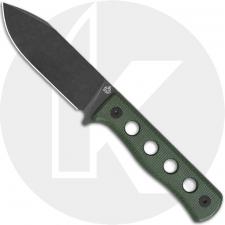 QSP Canary QS155-C2 Fixed Blade Knife - Blackwash Cr8Mo2VSi Drop Point - Green Micarta - Kydex Sheath