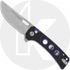 QSP Unicorn QS156-B1 Knife - Stonewash 14C28N Straight Back - Black/Purple G10 - Flipper Folder