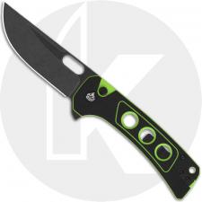 QSP Unicorn QS156-C2 Knife - Blackwash 14C28N Straight Back - Black/Neon Green G10 - Flipper Folder